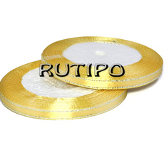 Satin ribbon St. yellow with silver lurex, 6mm * 1m