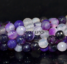 Agate Purple beads, 6mm, 60pcs/strand
