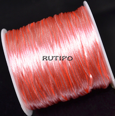 Satin nylon cord, coral, 1.0mm, 1m