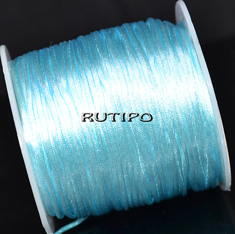 Атласный нейлоновый шнур Light Sky Blue, 1мм, 1м