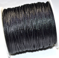 Атласный нейлоновый шнур Black, 1мм, 1м