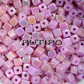 Acrylic bead Cube, Orchid AB, 4mm, pcs