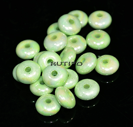 Бусина "Рондель", LightGreen AB, 8*4мм, шт