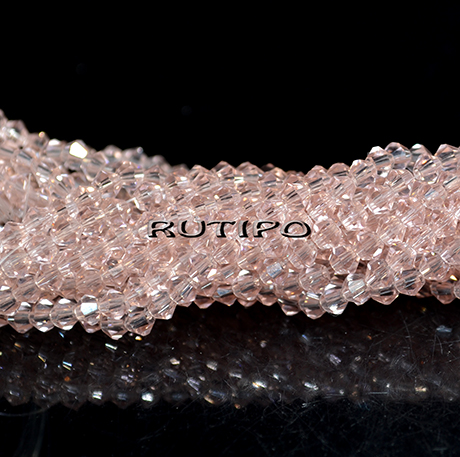 Bicone Pink, 3.8-3.5mm, about 119pcs/strand
