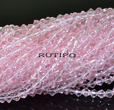 Low Bicone Pink 4 * 3mm, 34cm about 100pcs/strand