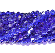 Биконусы Blue AB Plated, 4мм, низка 33см (ок. 95шт)