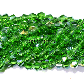 Біконуси LimeGreen АВ, 4мм, нитка 32см (бл.84шт)
