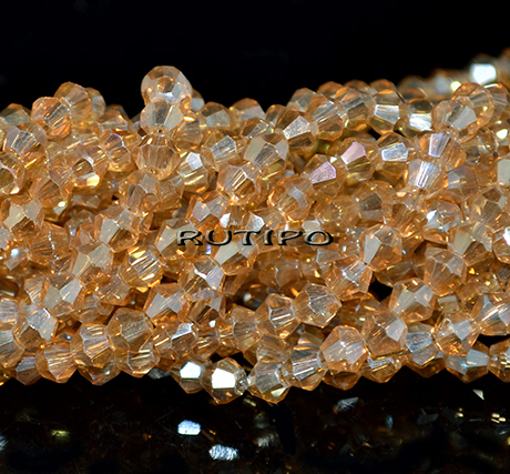 Биконусы Goldenrod AB Plated, 4мм, низка 33см (ок. 86шт)
