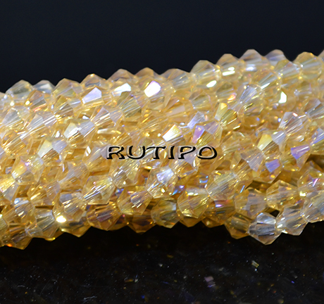 Биконусы Goldenrod AB Plated, 4мм, низка 35см (ок. 90шт)
