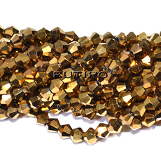 Биконусы Golden Plated, 4*4мм, низка 36см (ок. 90шт)
