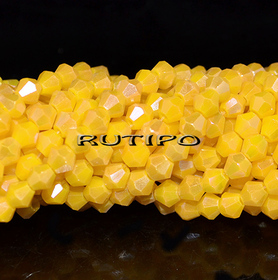 Біконуси Yellow AB, 4мм, нитка 32см(бл. 87шт)