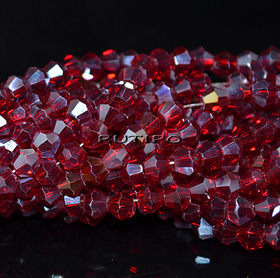 Біконуси DarkRed AB Plated, 4мм, нитка 30см (бл. 79шт)