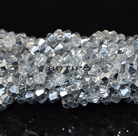 Биконусы HalfSilver Clear, 4мм, низка 32см(ок. 82шт)