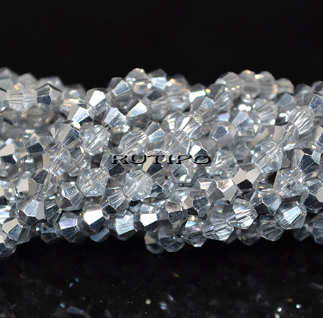 Биконусы HalfSilver Clear, 4мм, низка 32см(ок. 82шт)