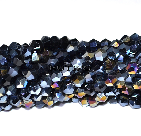 Биконусы Black AB, 4мм, низка 37см (ок. 96шт)