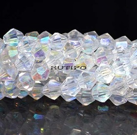 Біконуси Clear AB, 6мм, нитка 27см (бл. 47шт)