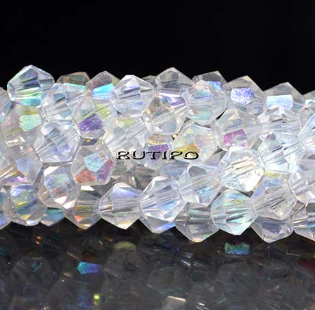 Биконусы Clear AB, 8мм, низка 30см (ок. 38шт)