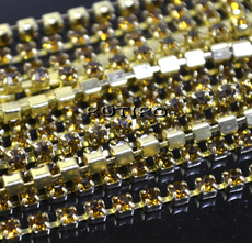Цепь Golden со стразами SS6 Topaz, 10см