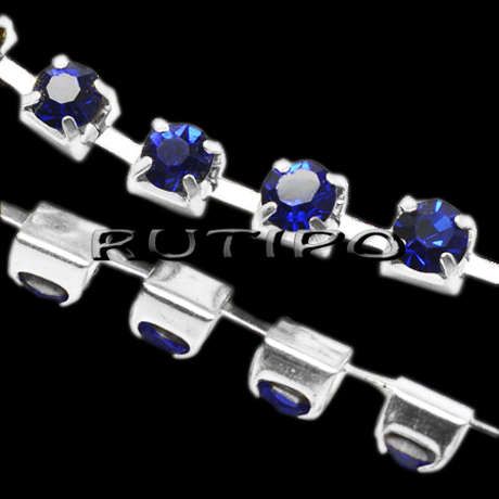 Цепь Silver со стразами SS8 Sapphire, 10см