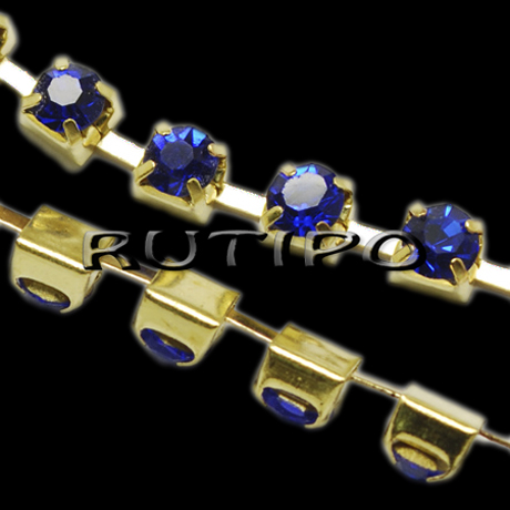 Цепь Golden со стразами SS8 Sapphire, 10см