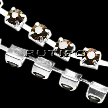 Цепь Silver со стразами SS8 Coffee, 10см