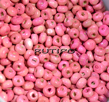 Бусины деревянные Pink 4-5мм, 1г (ок. 35шт)
