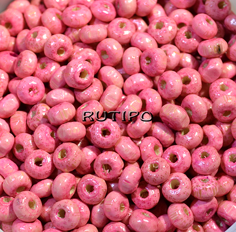 Бусины деревянные Pink 5-6мм, 1г (ок. 30шт)