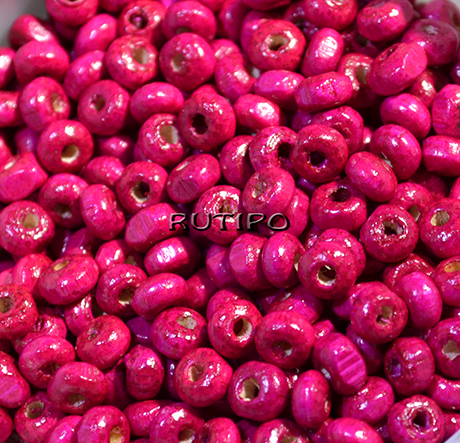 Бусины деревянные Fuchsia 5-6мм, 1г (ок. 30шт)