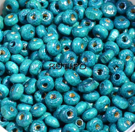 Бусины деревянные DarkCyan 5-6мм, 1г (ок. 30шт)