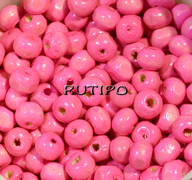 Бусина деревянная Pink 6-7мм, шт