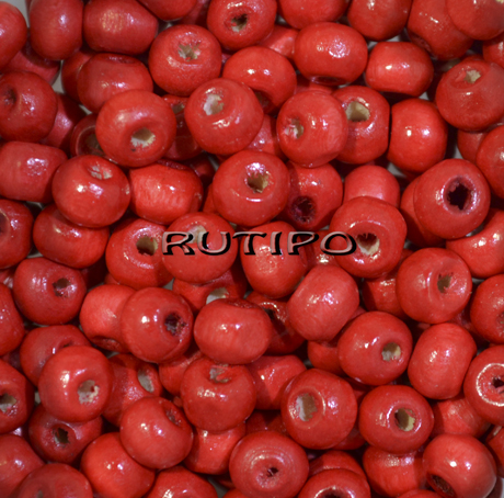 Бусина деревянная Red 6-7мм, шт 