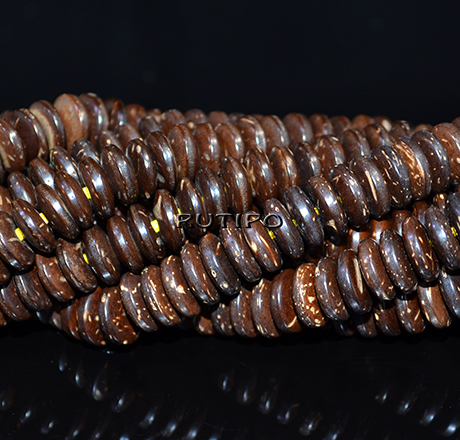 Бусины-Диск CoconutBrown, 8*3мм, низка 33см(ок. 110шт)
