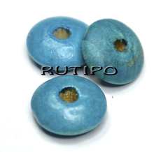 Wooden bead DarkCyan 14 * 5mm, pcs