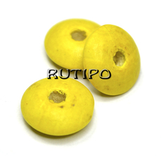 Wooden bead Yellow 14 * 5mm, pcs