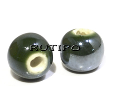 Ceramic bead Pearlized DarkGreen 10mm, pcs