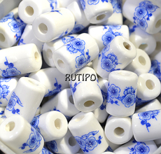 Bead with flowers 12*8mm, pcs