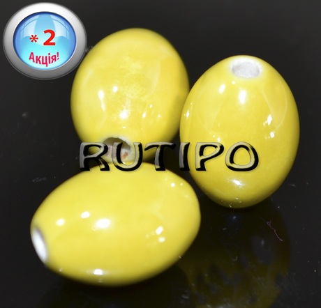 Бусины Pearlized Yellow, 14*10мм, 5шт (+5шт в подарок)