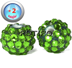 Green Shambhala bead, 14 * 12mm, 5pcs (+ 5pcs as a gift)