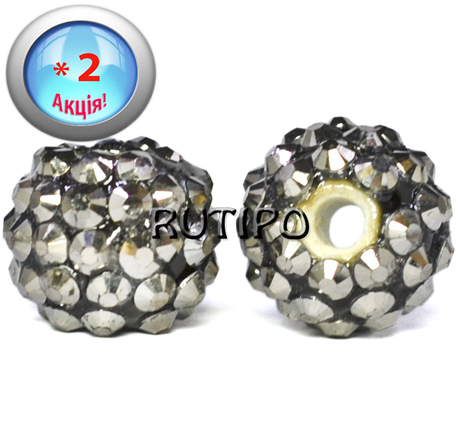 Shambhala bead graphite, 14 * 12mm, 5pcs (+ 5pcs as a gift)