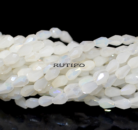 Drop beads White AB 4*3mm, about 98pcs/strand