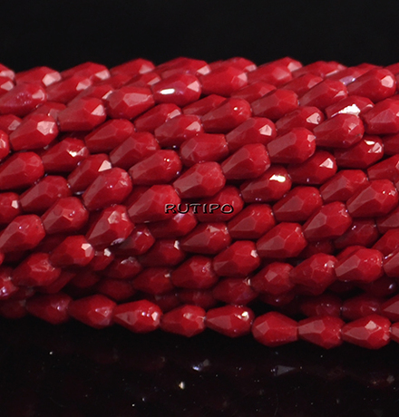 Бусины капля DarkRed 5*3.5мм, низка 49см (ок. 100шт)