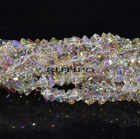 Бусины Triangle, Violet AB, 6*5*3.5мм, низка 28см(ок. 87шт)