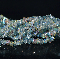 Намистини Triangle, Turquoise AB, 6*5*3.5мм, нитка 33см(бл. 98шт)