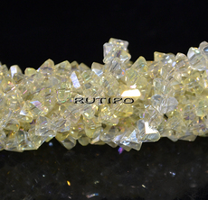 Бусины Triangle, LightGoldenrodYellow AB, 6*5*3.5мм, низка 28см(ок. 87шт)
