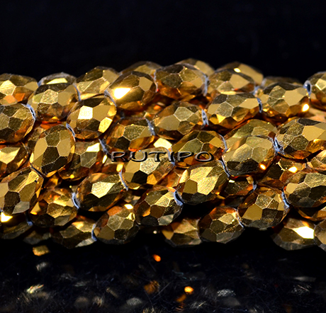 Бусины капля GoldenPlated 8*6мм, низка 49см (ок. 65шт)
