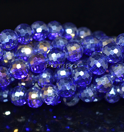Faceted beads Blue AB, 8mm, about 70pcs/strand