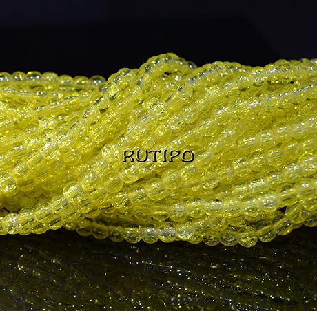 Бусины Cracкle Yellow, 4мм, низка 39см(ок. 105шт)