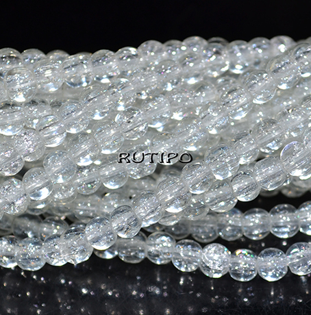 Бусины Cracкle Clear, 4мм, низка 37см (ок. 97шт)