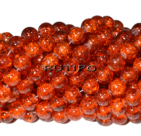 500шт, Бусины Cracкle DarkOrange, 8мм