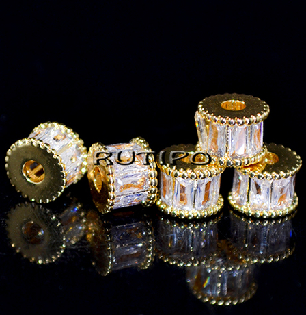 Бусина 18K Gold Plated CZ 7*6мм, шт